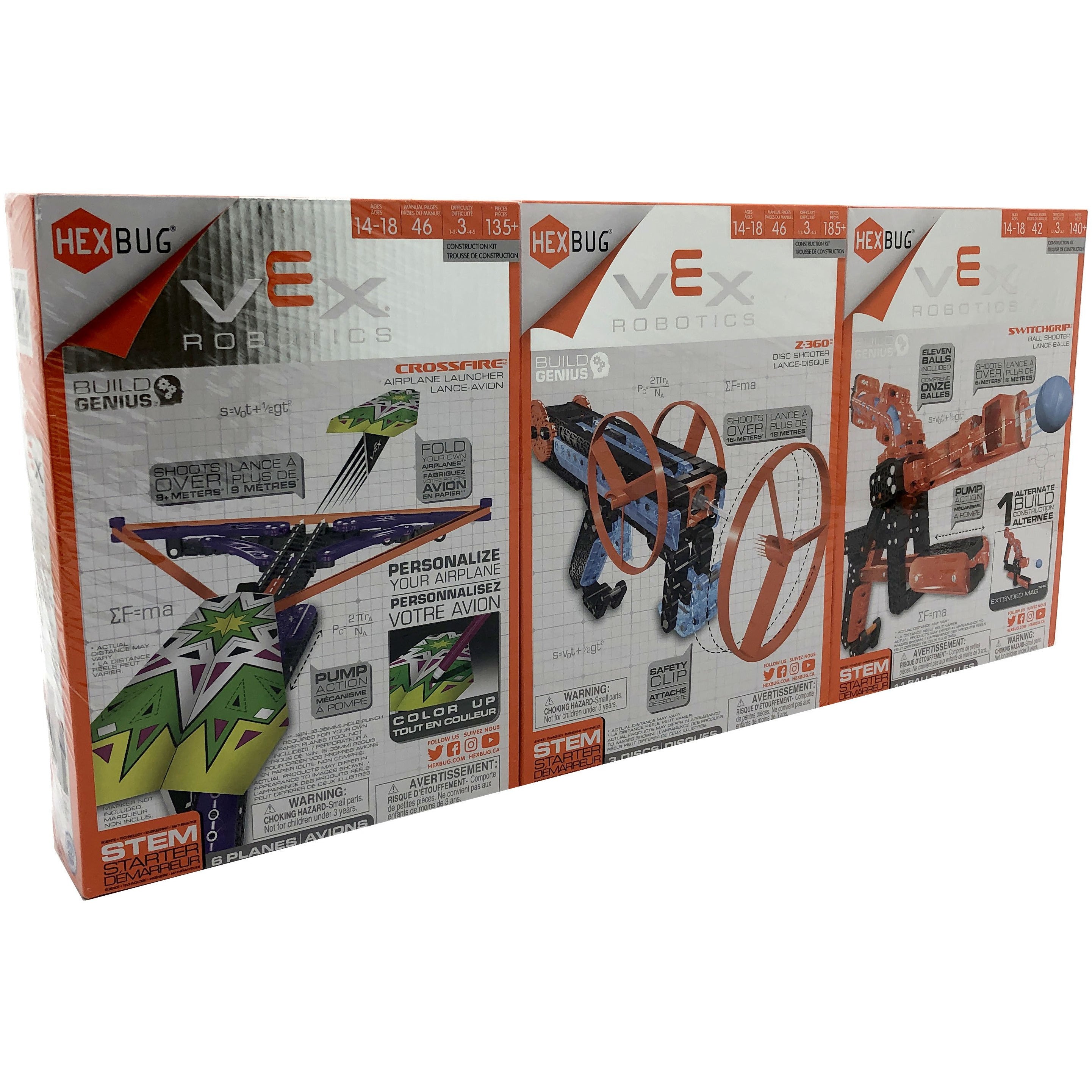 HexBug Vex Robotics 3 Pack / Steam Toy / Learning Toy / Ball Launcher / Airplane Launcher / Disc Shooter / Construction Toy / Difficulty 3 / Ages 14-18 **DEALS**