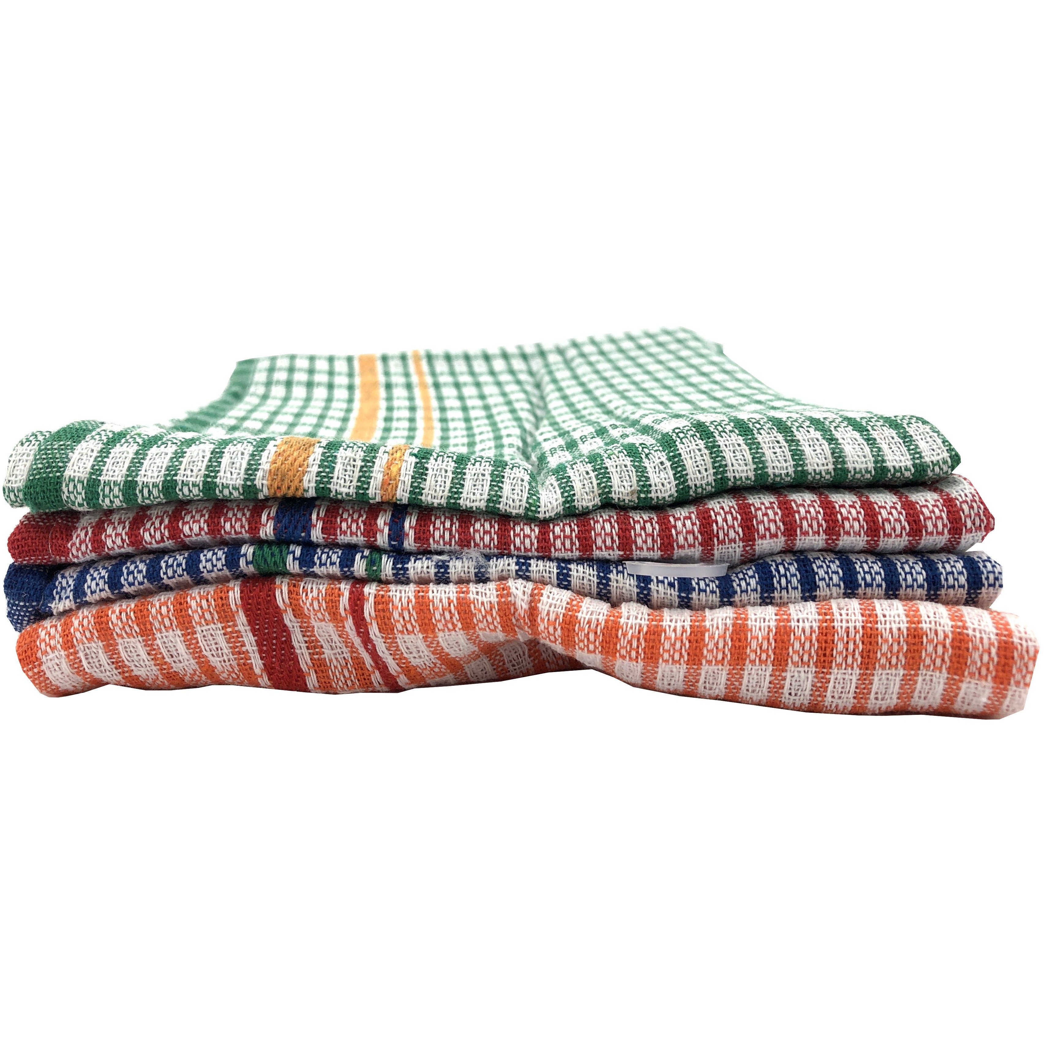 Multi pack Dish cloth bundle with a brighlly multicolored Plaid design for basic kitchen cleaning