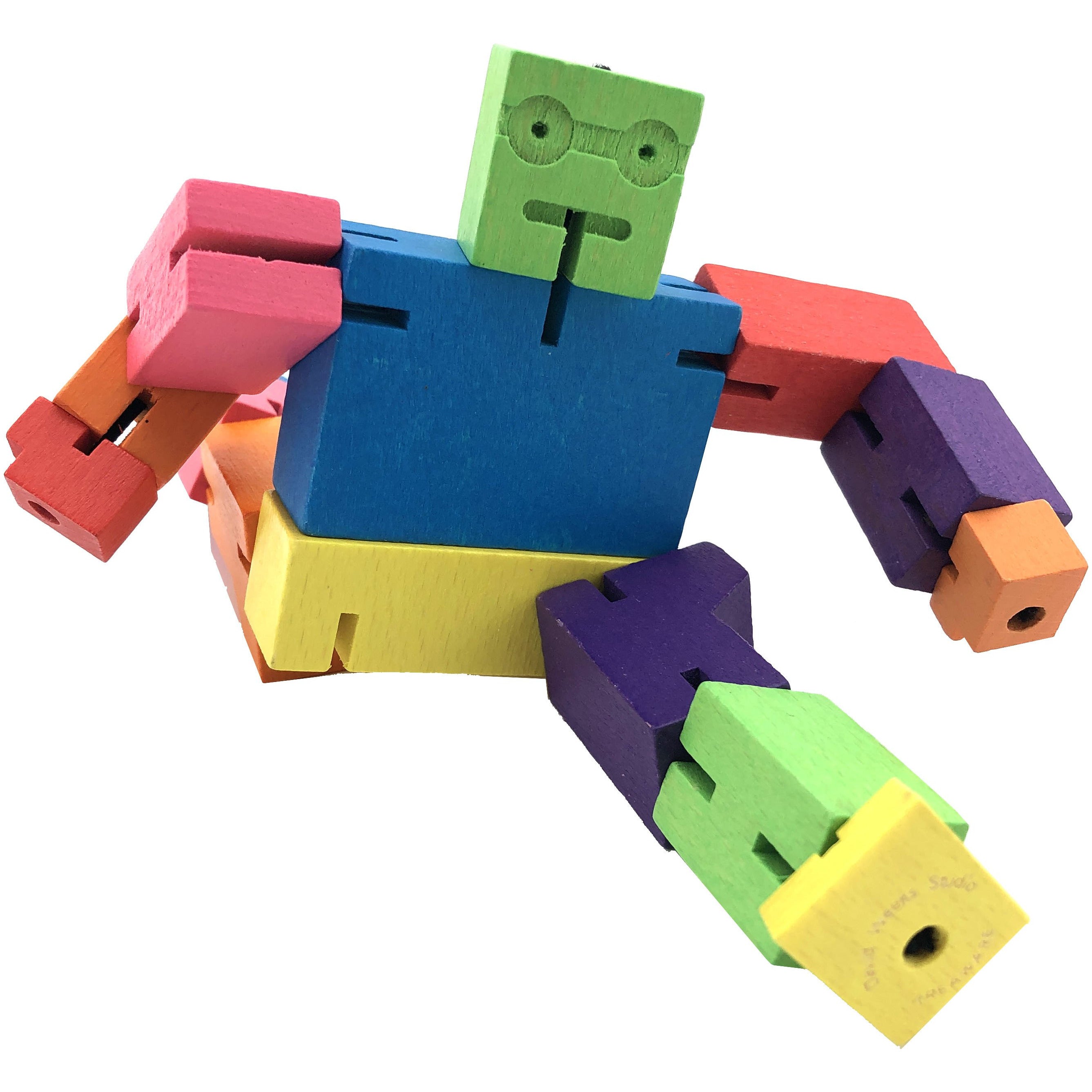 Areaware Mini Cubebot / Wooden Toy Robot / Multicoloured