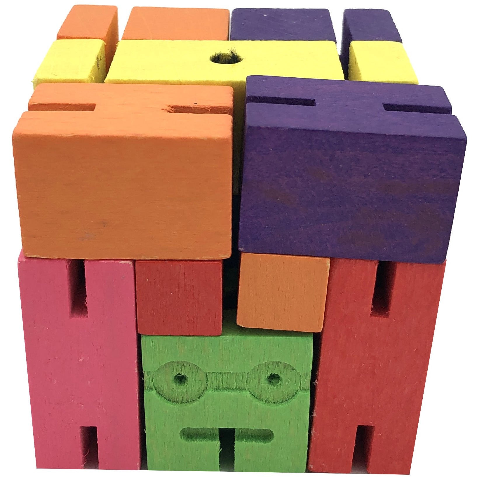 Studio Areaware Micro Cubebot / Wooden Toy Puzzle / Minature Toy / Multicoloured / Toy /