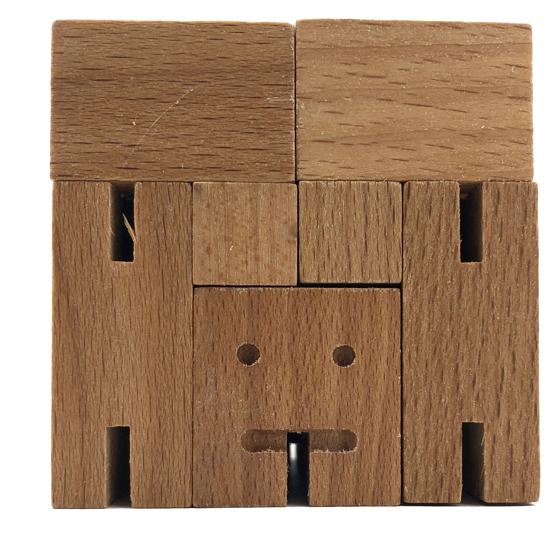 Areaware Mini Cubebot / Wooden Toy Puzzle / Natural Wood / Desk Toy