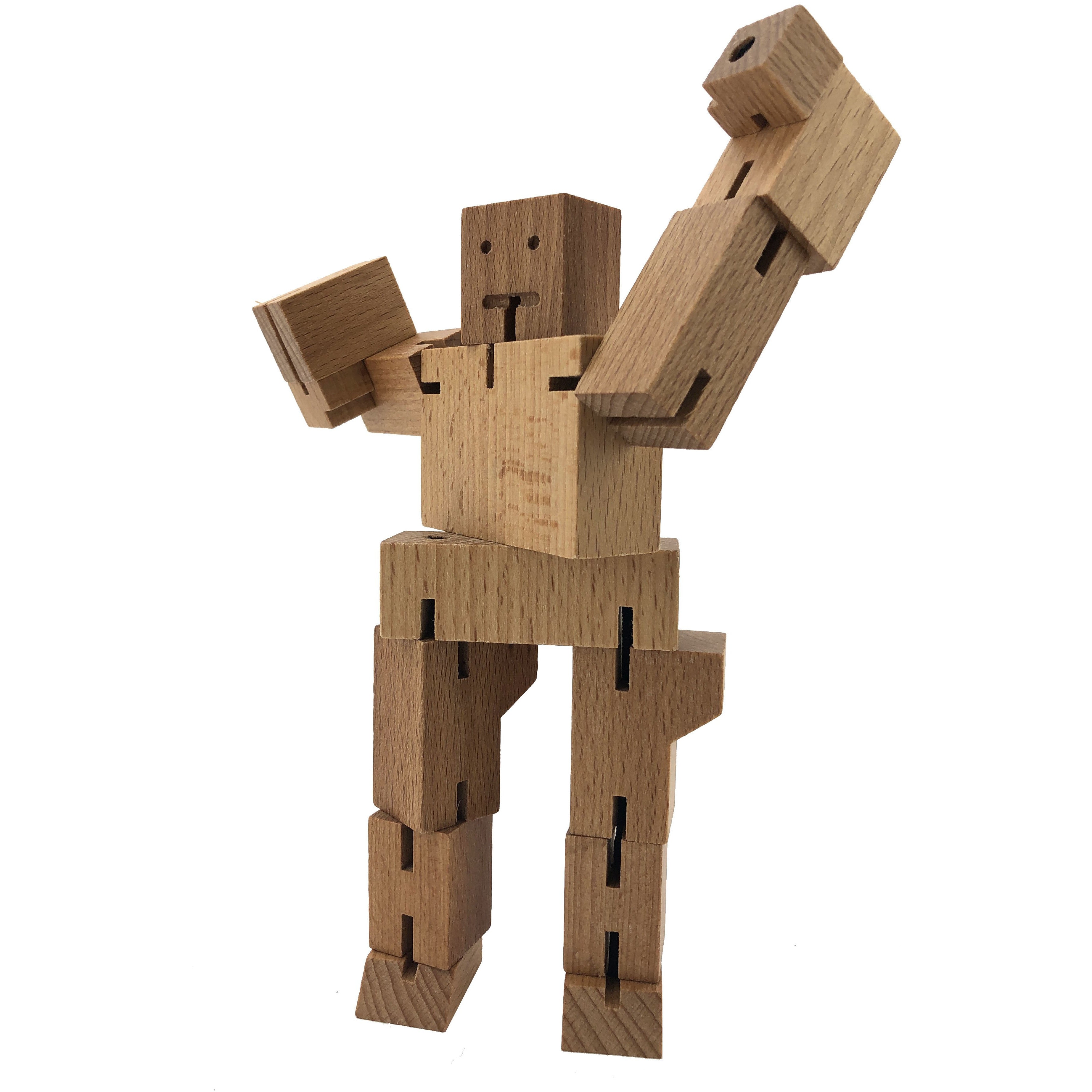 Areaware Micro Cubebot / Wooden Toy Puzzle / Natural Wood / Minature / Desk Toy