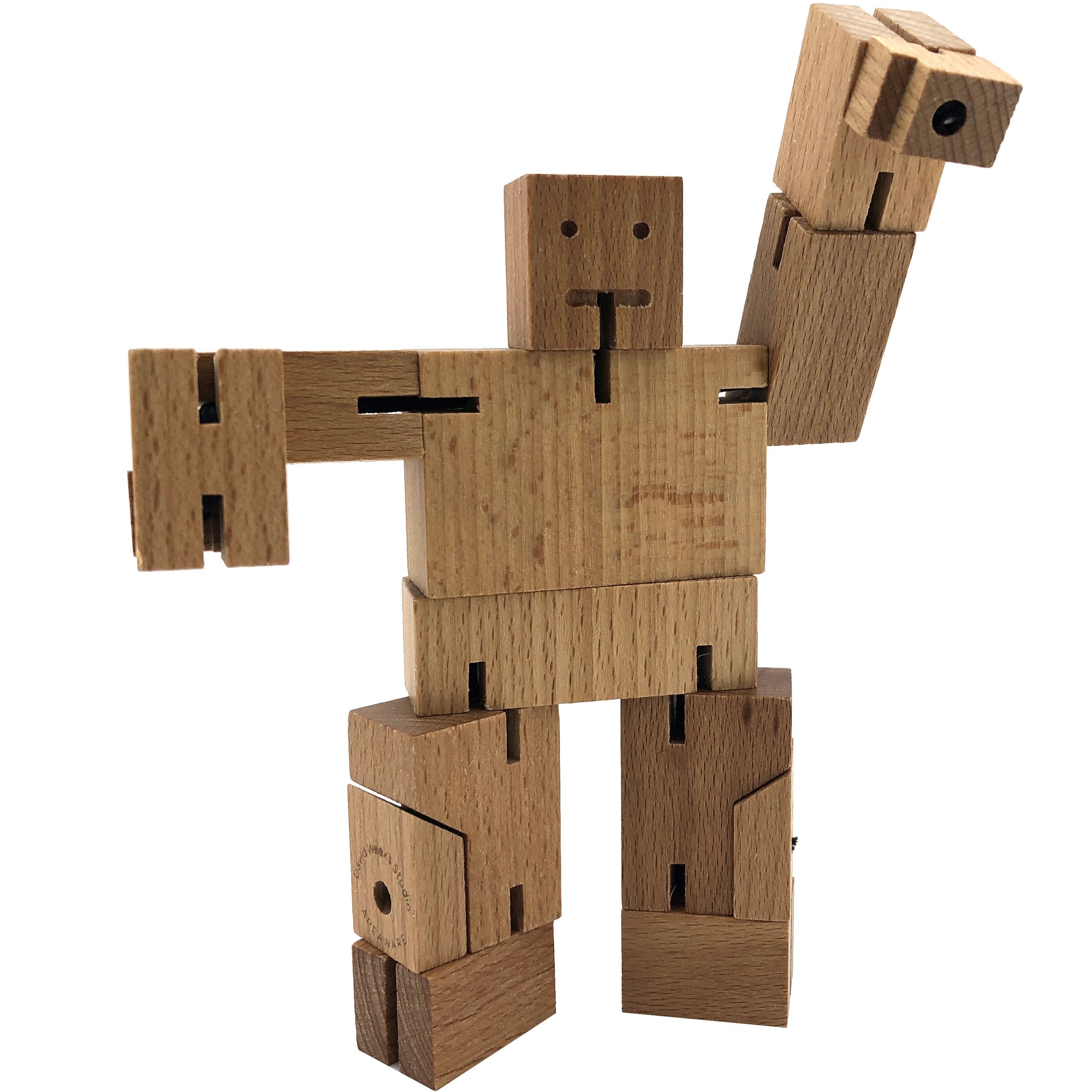 Areaware Mini Cubebot / Wooden Toy Puzzle / Natural Wood / Desk Toy