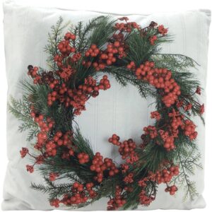 Wreath Christmas Pillow / Home Accent / Seasonal Decor / Couch Pillow / 17"x17"