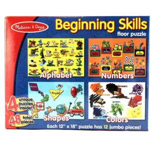 Melissa and Doug 4 Puzzle set for kids beginning to learn shapes, numbers, colors and the Alphabet