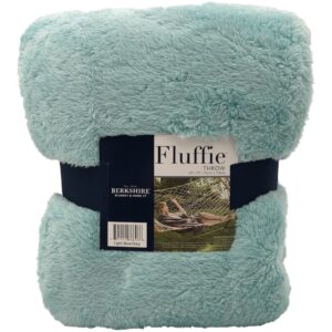 Green fluffy polyester soft throw blanket