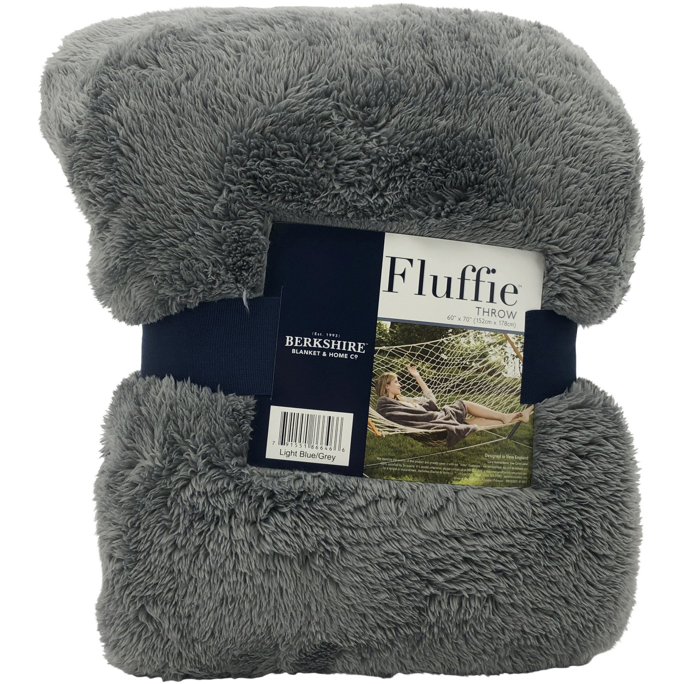 Grey fluffy polyester soft throw blanket