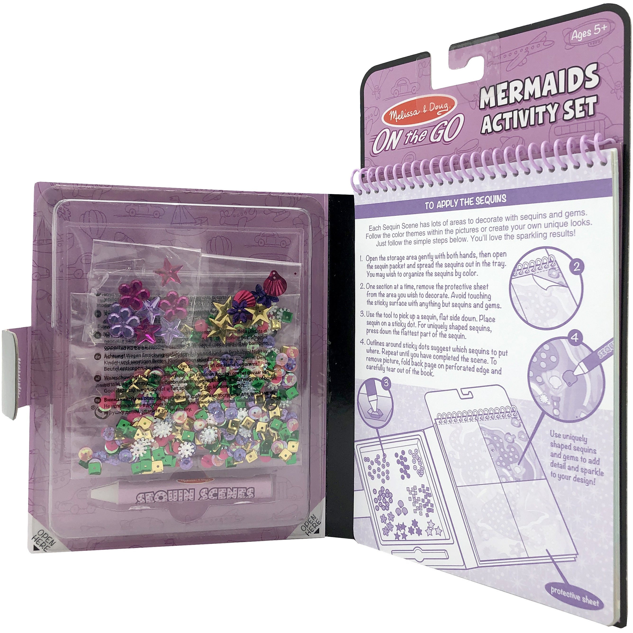 Melissa and Doug Sequin activity kit for kids with self sticking sequins and gems