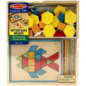 Melissa and Doug mosaic skill board match shapes to colors on the board to create a picture
