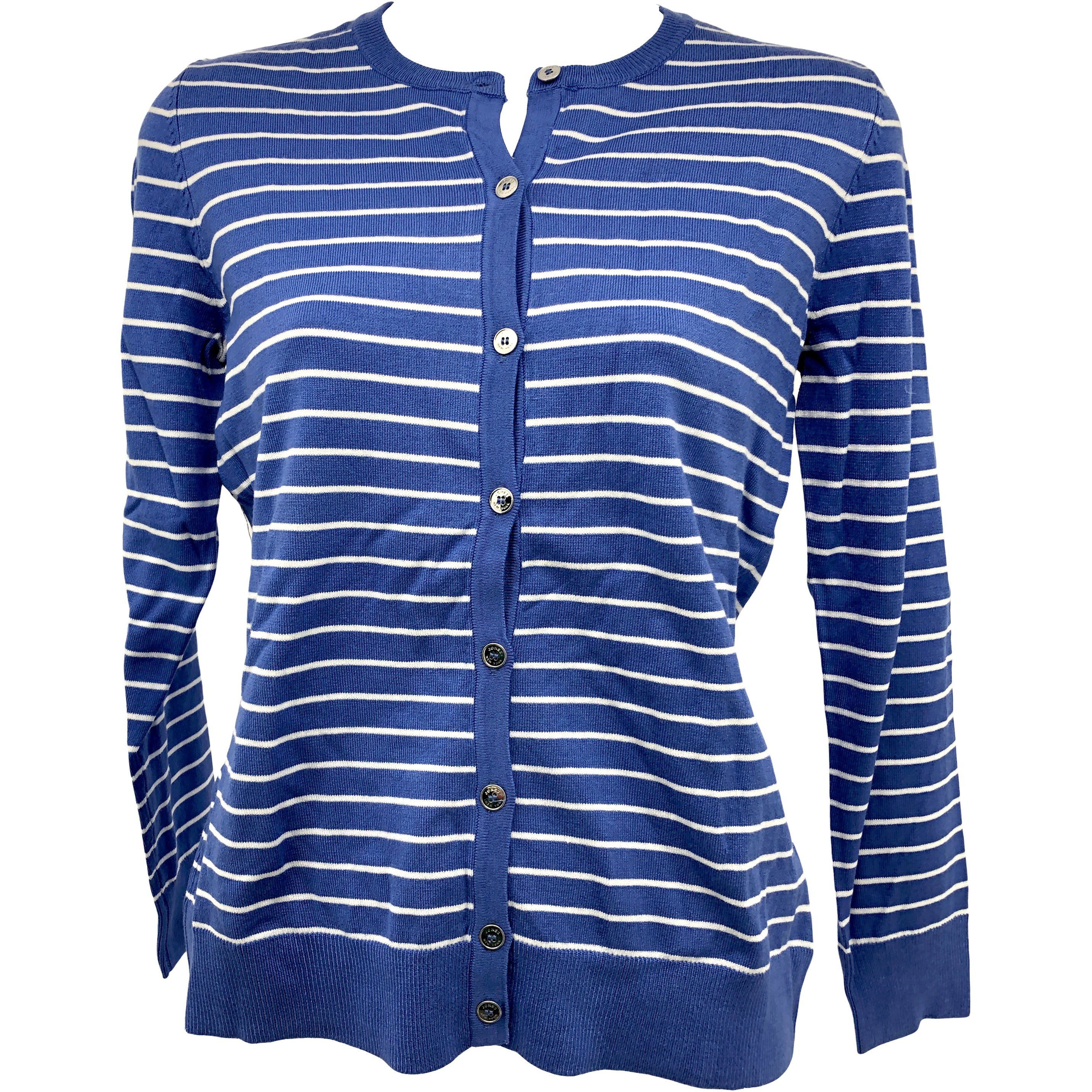 Jones New York Women's Button-Up Cardigan / Blue & White / Stripes / Size Small