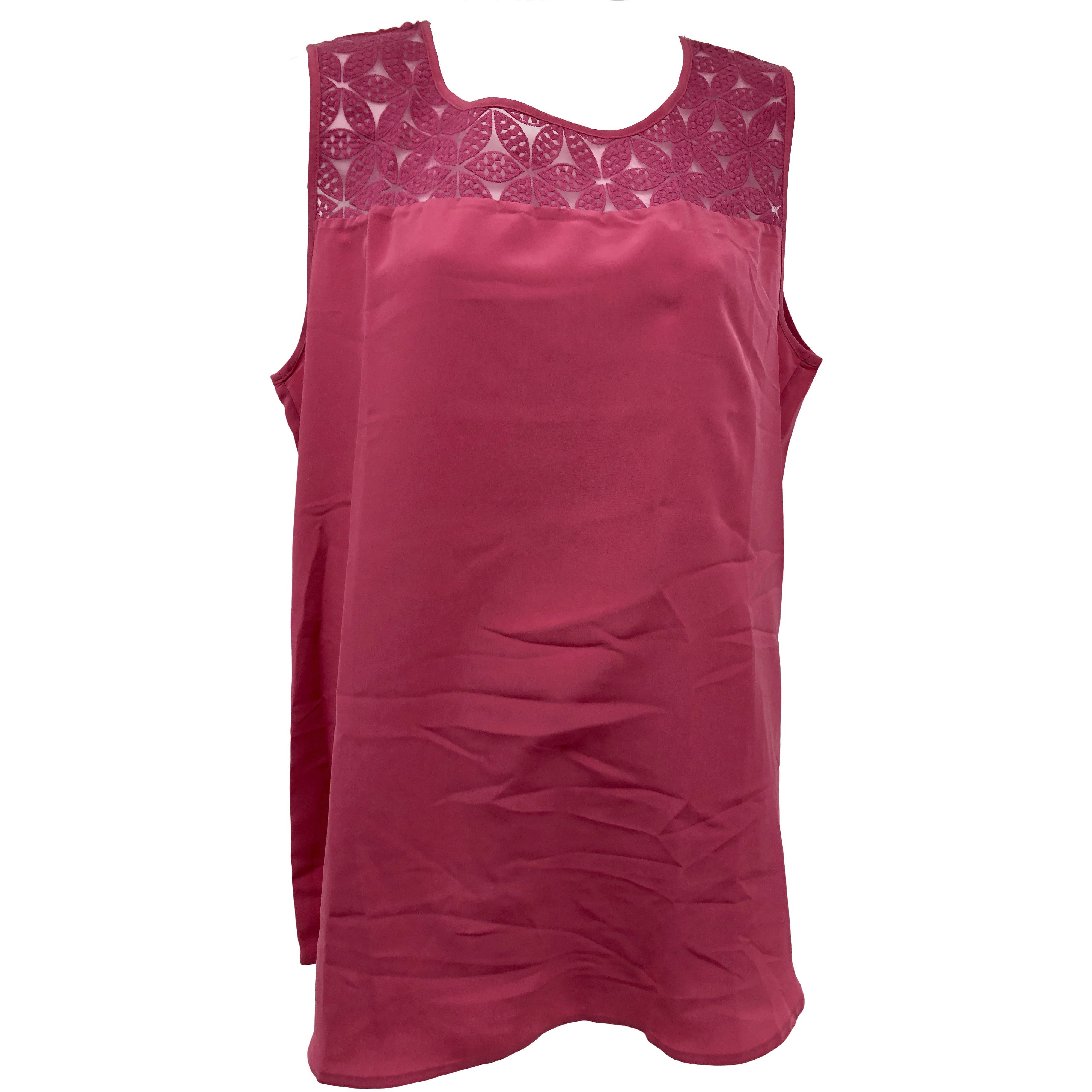Nicole Miller Women's Sleeveless Top / Lace Collar Accent / Pink / Various Sizes