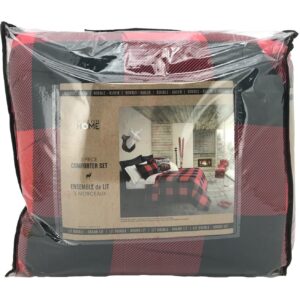 Red and  Black Plaid Bed in a bag comforter set 3 Pieces