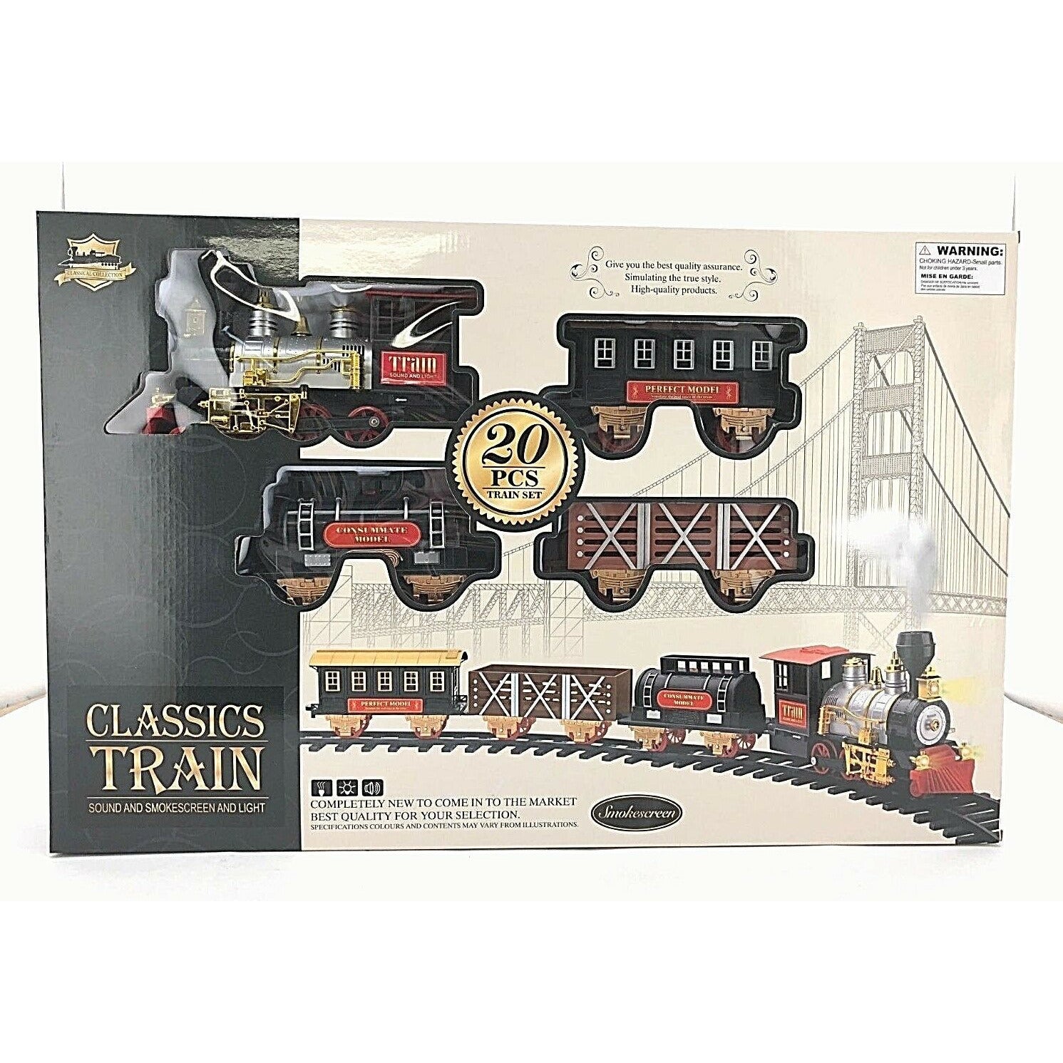Classic 20 pc Train set with real noise, light and smoke
