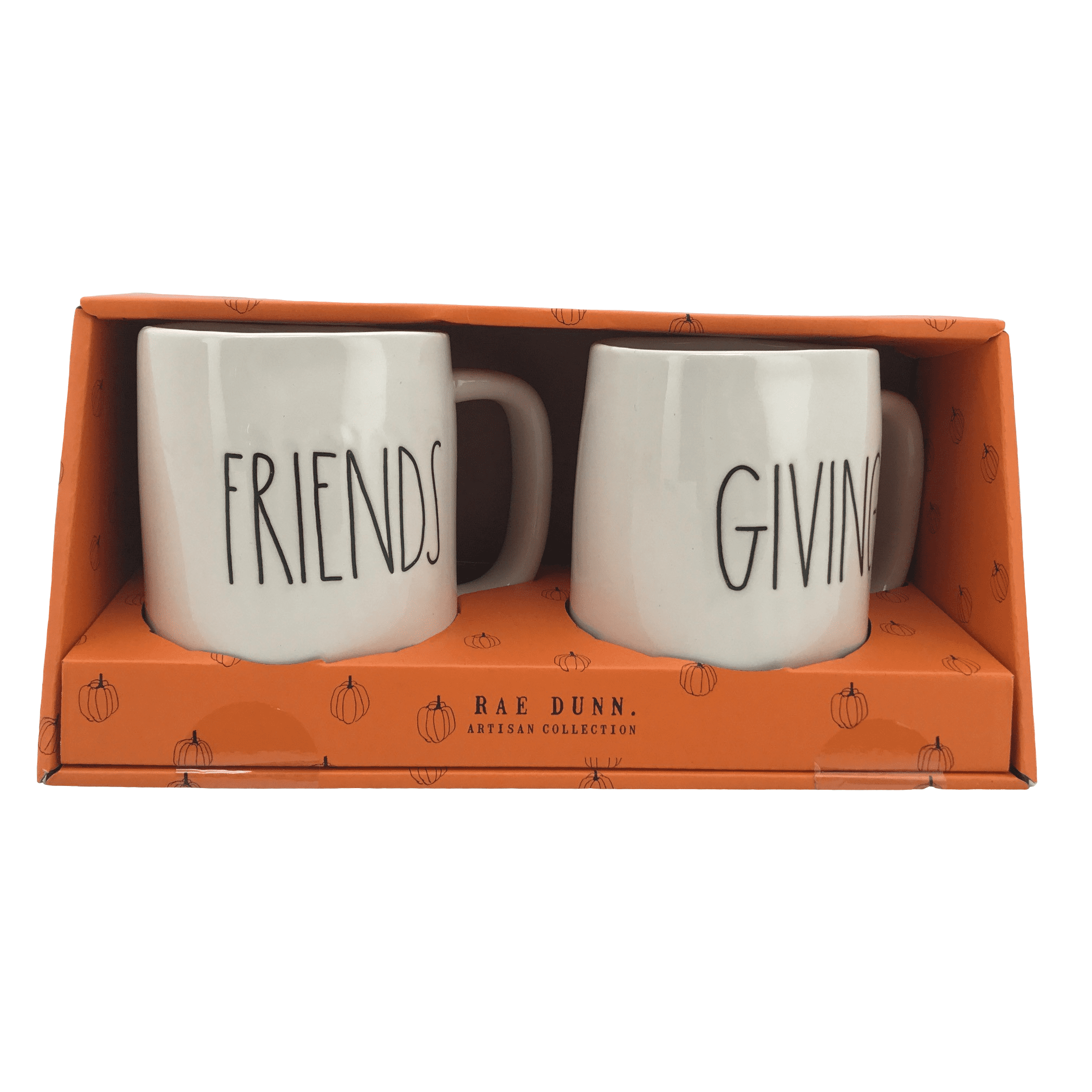 Rae Dunn Friends Giving Coffee Mug Set: 2 Pack / Thanksgiving Coffee Cup / Beige