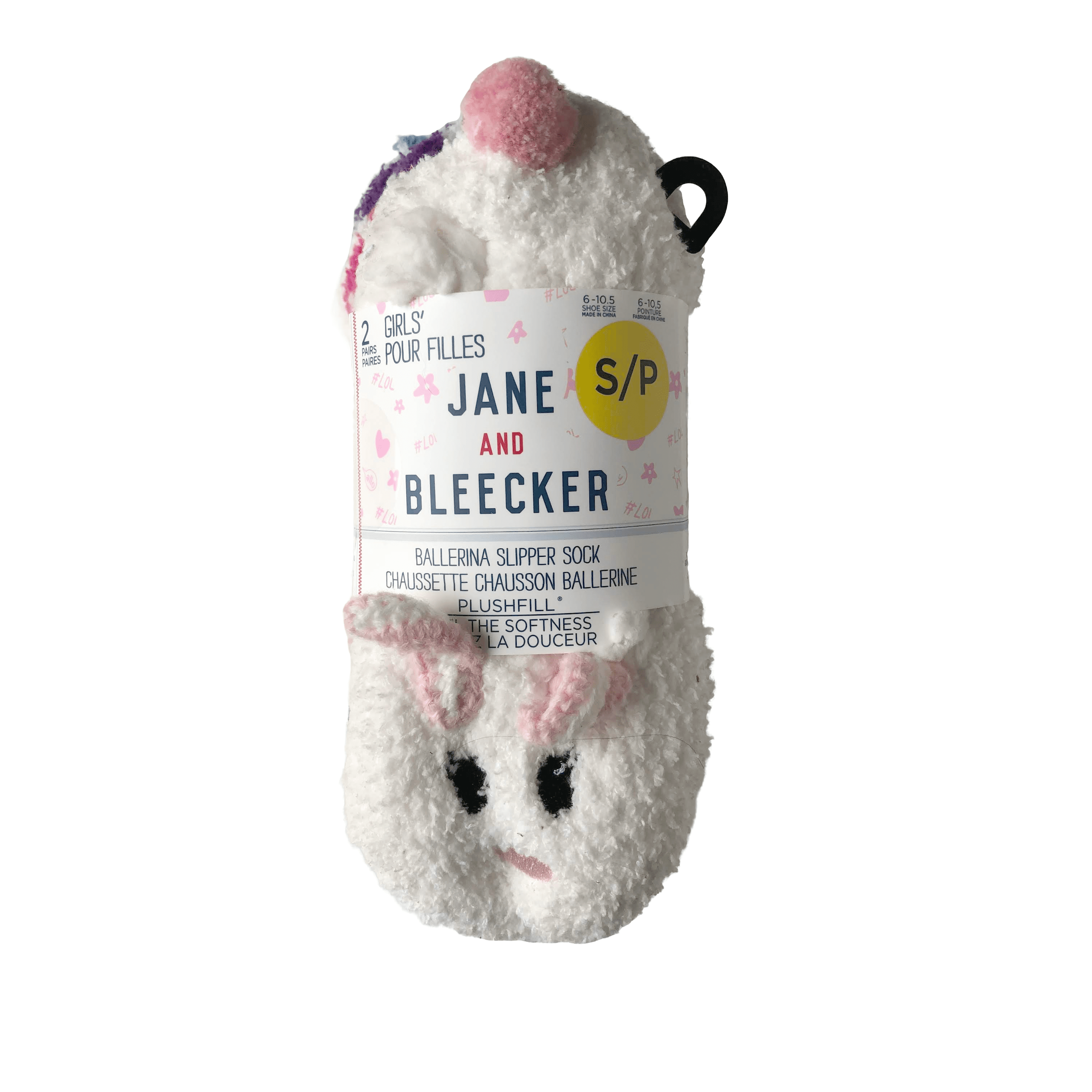 Jane and Bleecker Girl's Ballerina Slipper Socks / 2 Pack / Various styles and Sizes