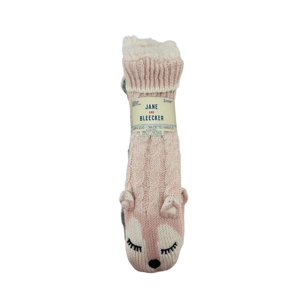 Jane and Bleecker Women's Pack of Pink Grey Slipper Socks - Main Image