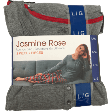 Jasmine Rose Women's Pajama Set: Grey & Red