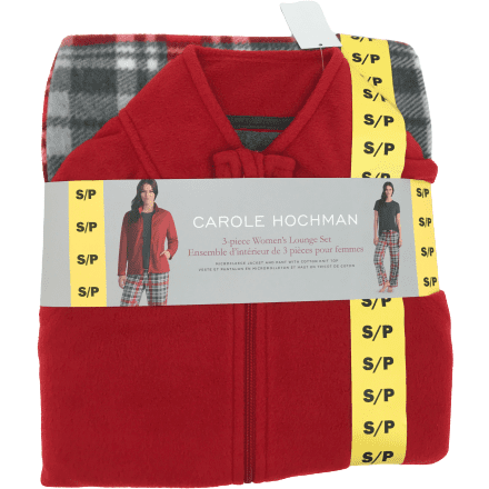 Women's 3 Piece Pajama Set: Red / Red Plaid / Various Sizes