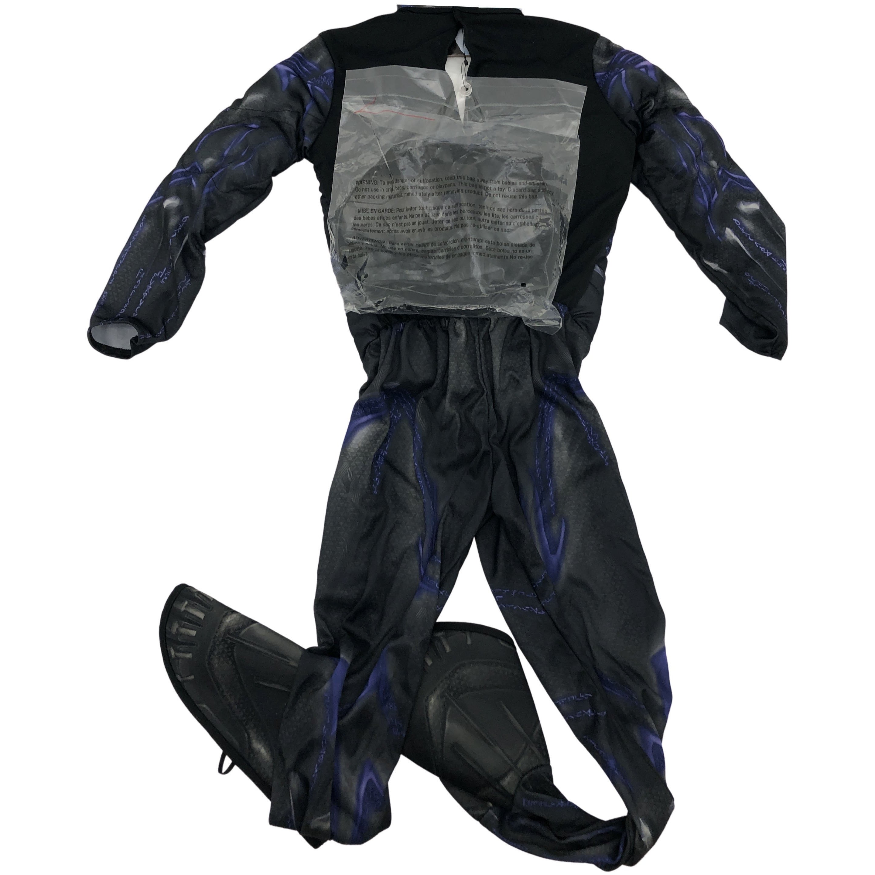 Rubies Black Panther Endgame Halloween Costume in size 7-8 with mask boot covers padded jumpsuit and gloves