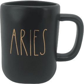 Rae Dunn "Aries" Coffee Mug  / Matte Black with Gold / Astrological Sign