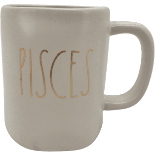 Rae Dunn Coffee Mug: Pisces / Astrological Sign / White