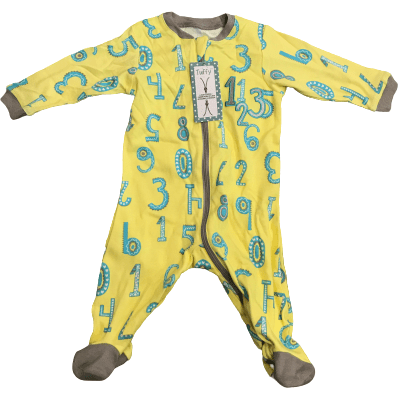 Tuffy Zip Up Pajama's: Yellow Numbers