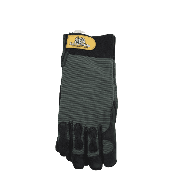 Lumber Works Chainsaw Gloves: Black/Grey Large