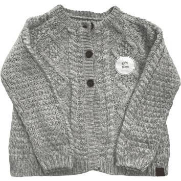Canadiana Girl's Button Up Sweater: Grey / Various Sizes