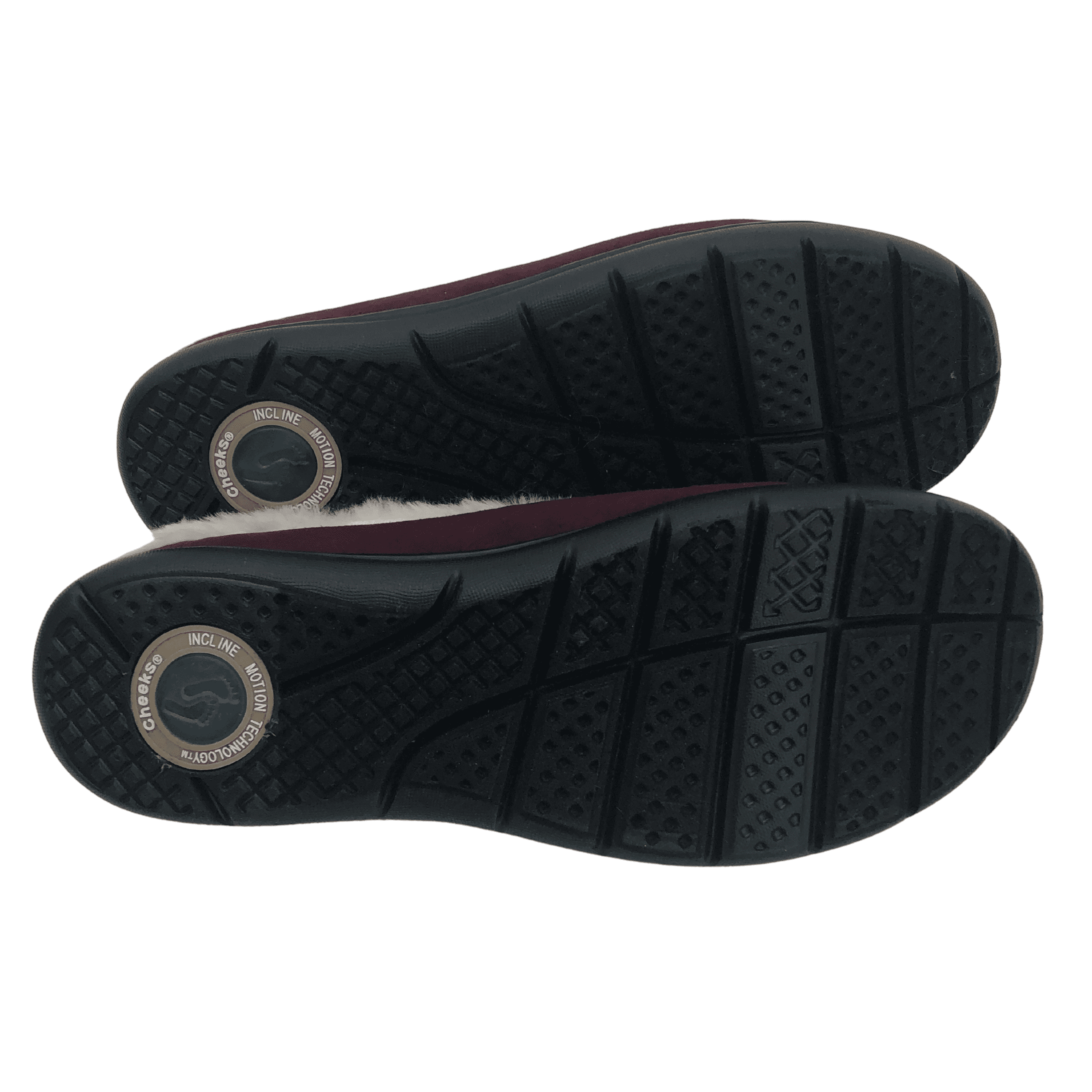 Cheek Fit Body Slipper Inclined Sole footwear in size 10W in colour wine