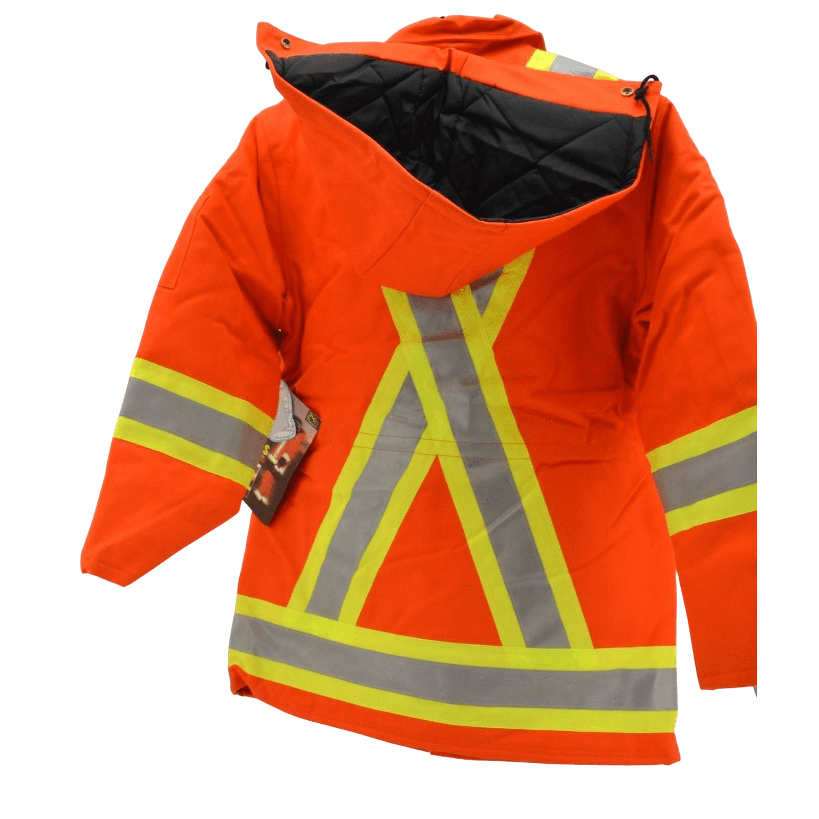 Tough Duck men's work jacket High Vision Orange with Sasfety Stripes in size medium