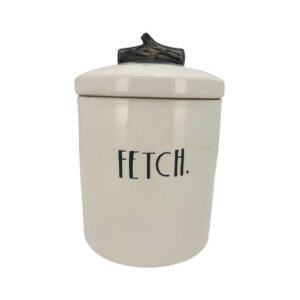 Rae Dunn White Fetch Dog Treat Canister with Lid