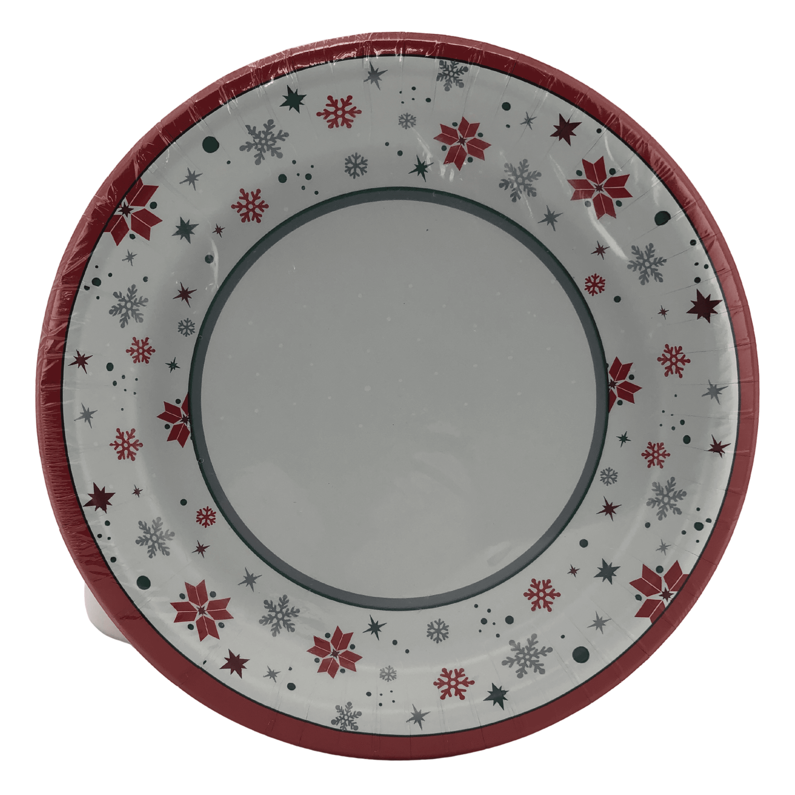 Concept Mode Christmas themed Paper Plates in a pack of 75. 10 inch Diameter with a raised edge