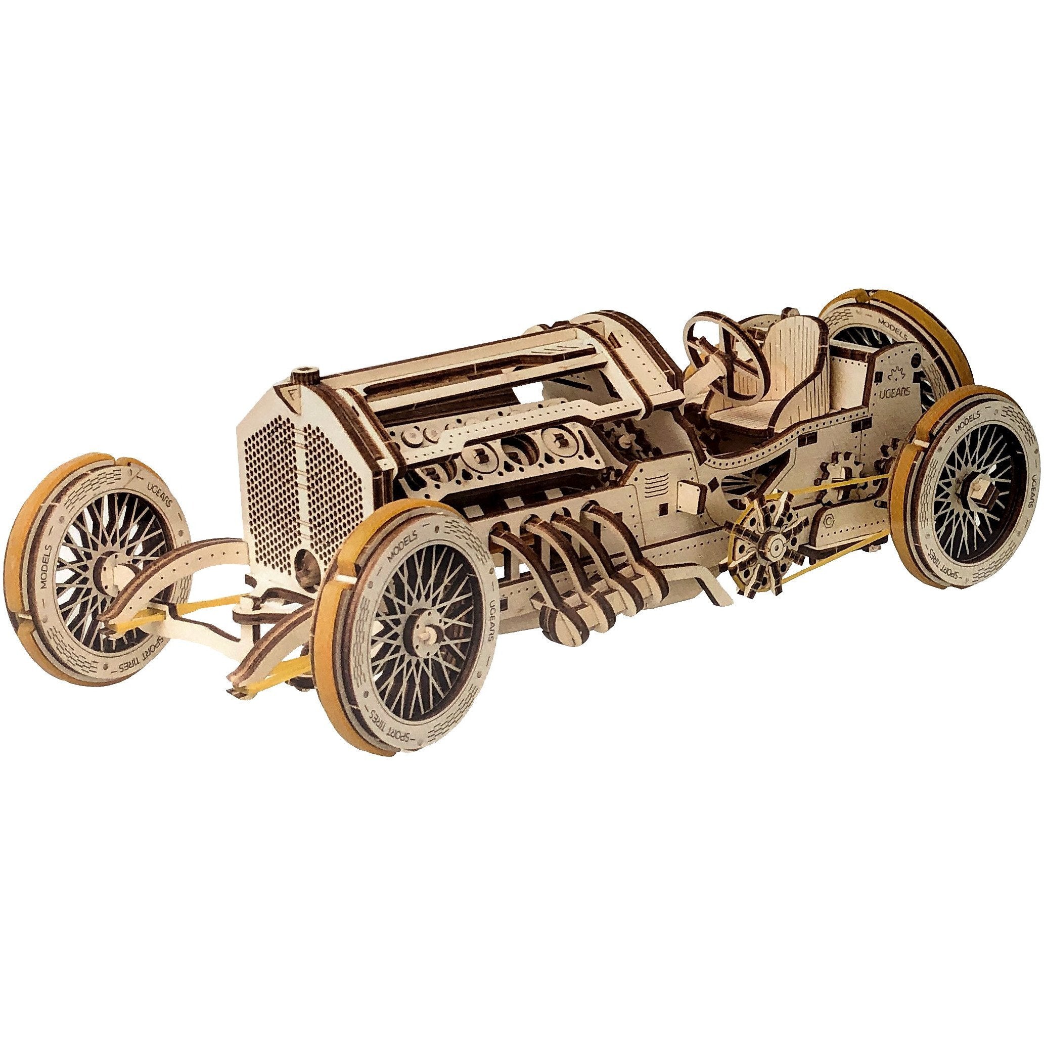 Ugears Wooden 3D Models: Fully Functioning Mechanical Model: Grand Prix Car