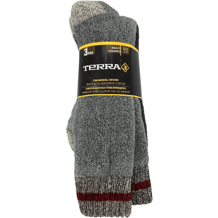 Terra Men's Thermal Socks / 3 Pairs / Shoe Size 7-11 / Various Colours