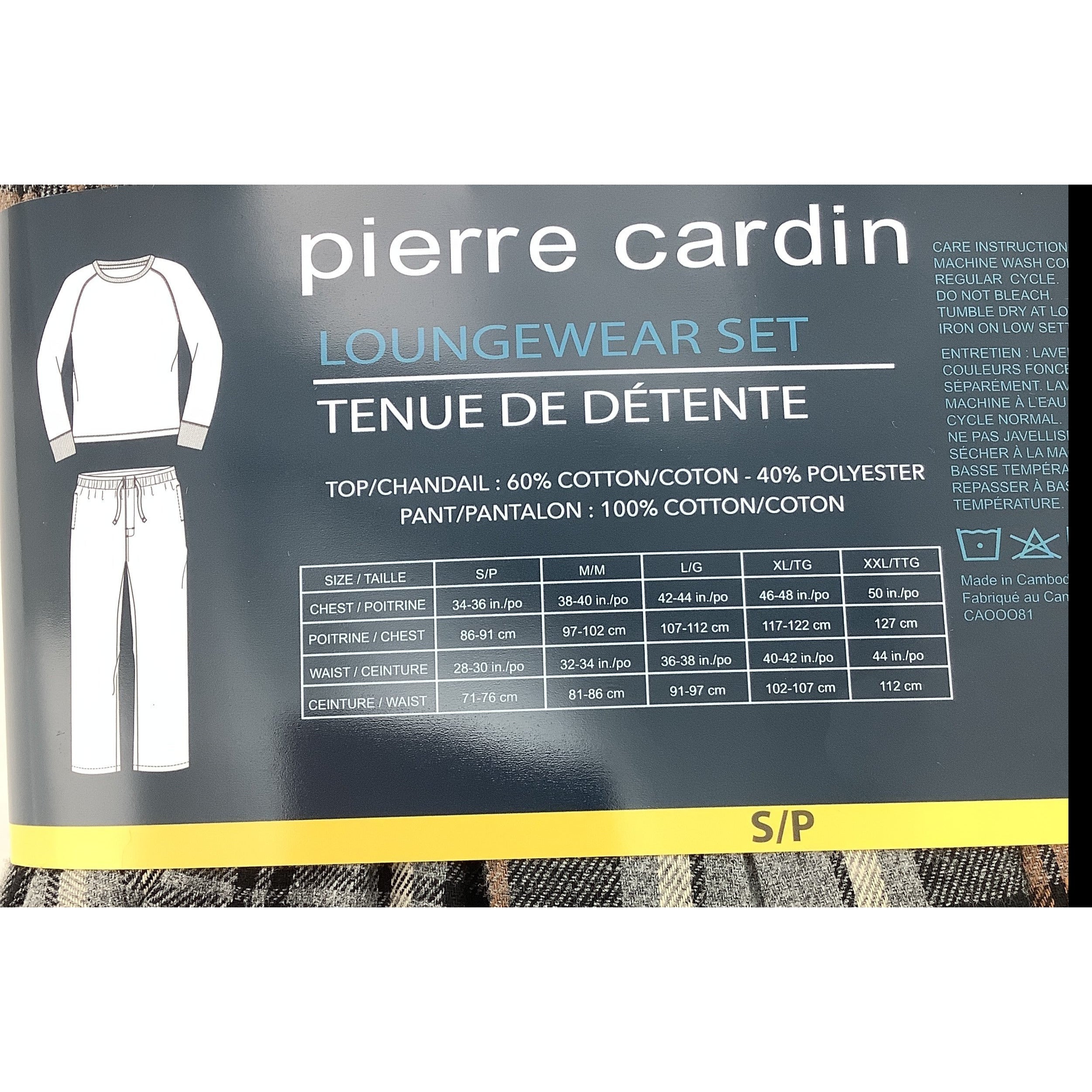 Pierre Cardin Men's Pyjama Set: Long Sleeve Top & Flannel Pants: Grey