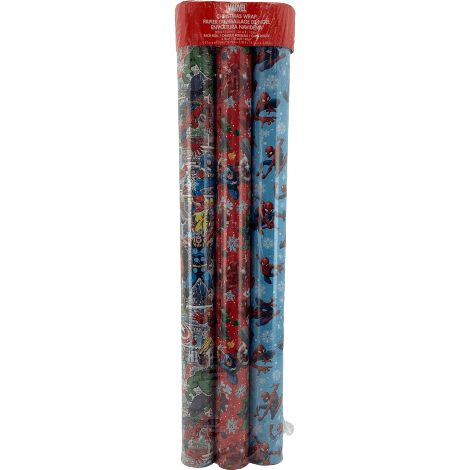 Marvel: Christmas Wrapping Paper: Avengers and Spider-Man: 3 Rolls (Packaging Damaged)