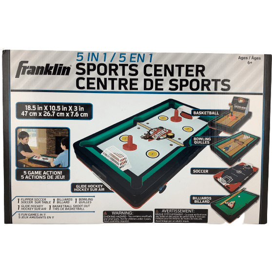 Franklin Sports Table Top Sports Game Set - 5-in-1 Sports Center Indoor  Sports Games - Tabletop Soccer, Basketball, Hockey, Bowling + Pool