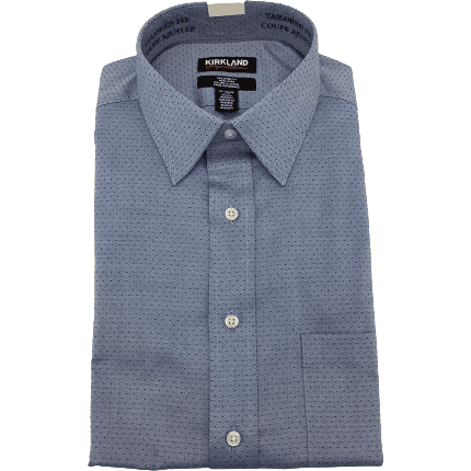 Kirkland Men’s Dress Shirt: Patterned Blue: Size L