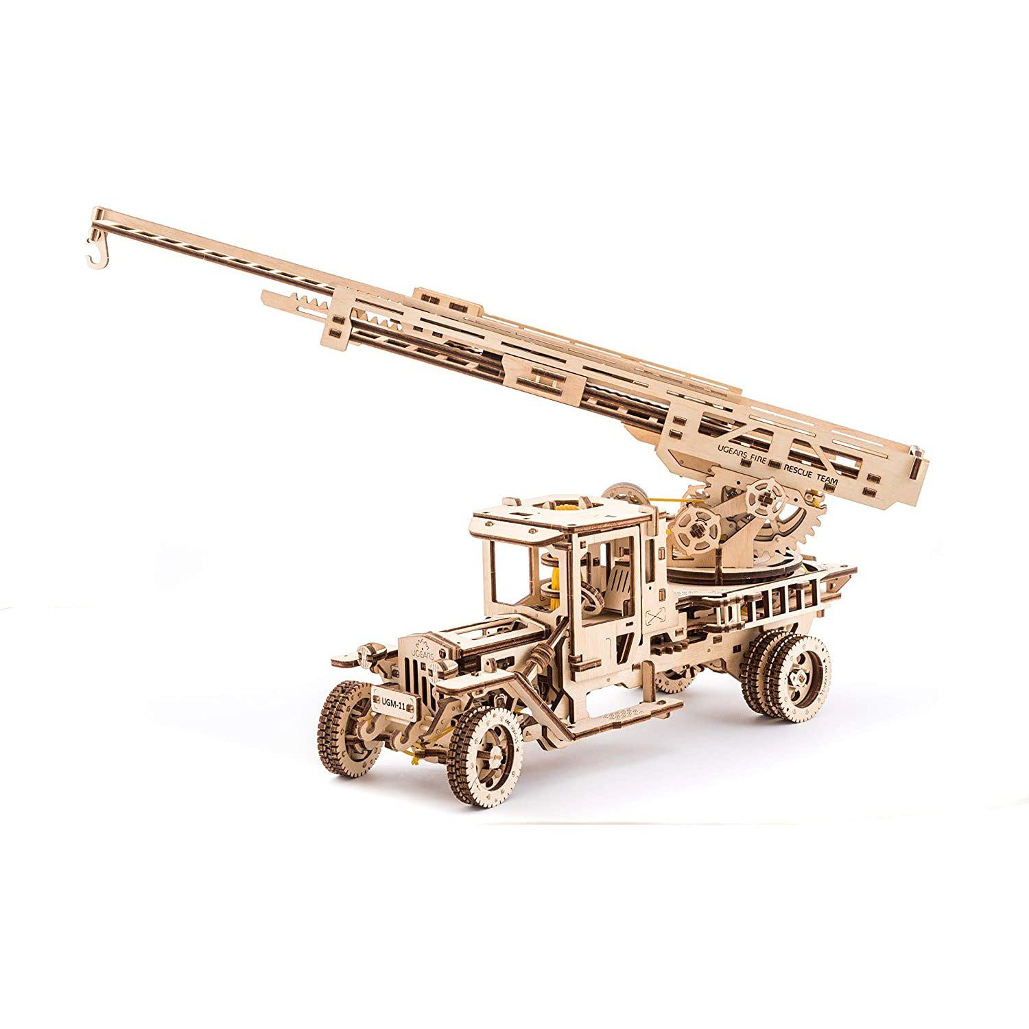 Ugears Fire Ladder Truck Building Kit: 537 pieces / Wooden Building Set