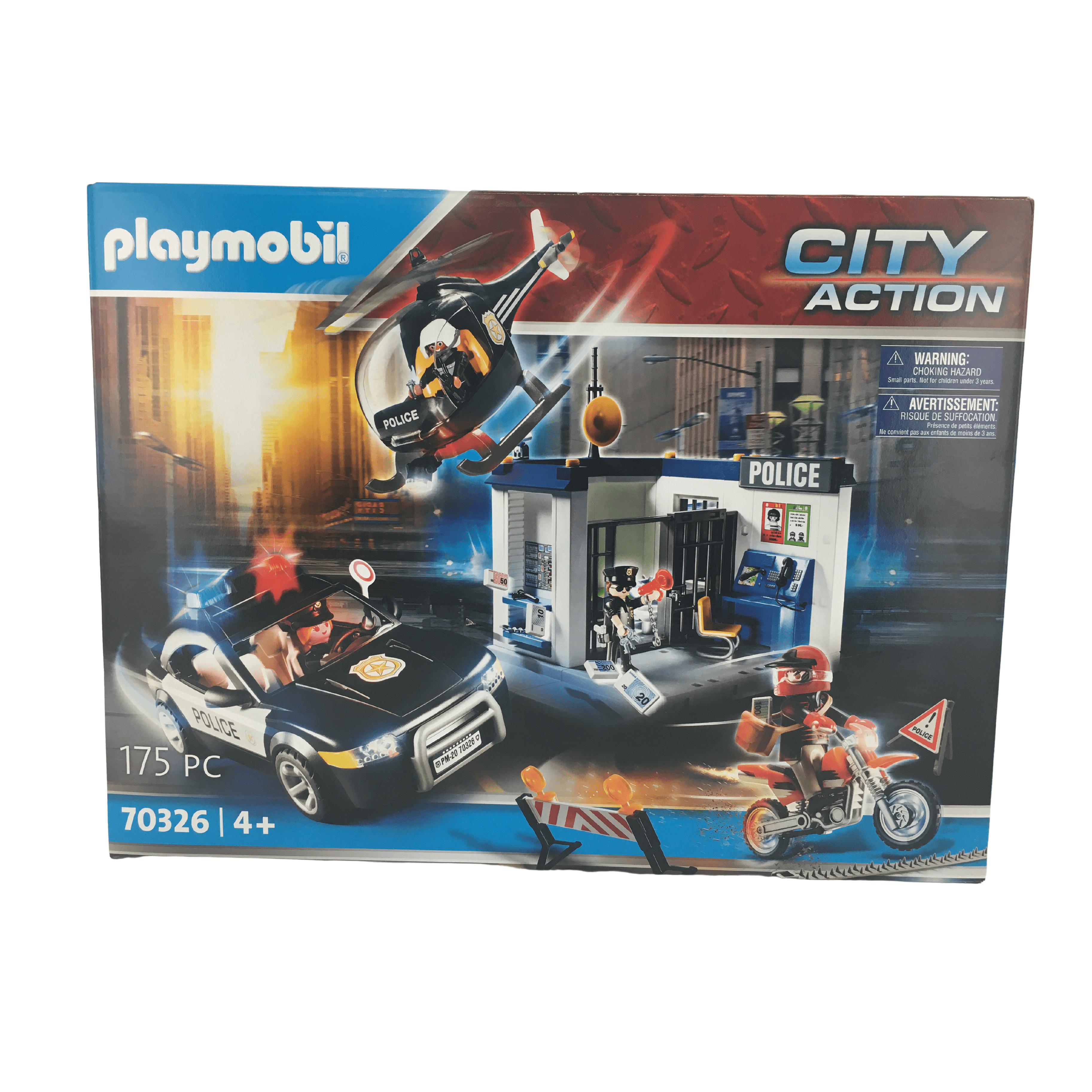 Playmobile City Action Playset Police Station with Jail, Helicopter, Police Car and Robber