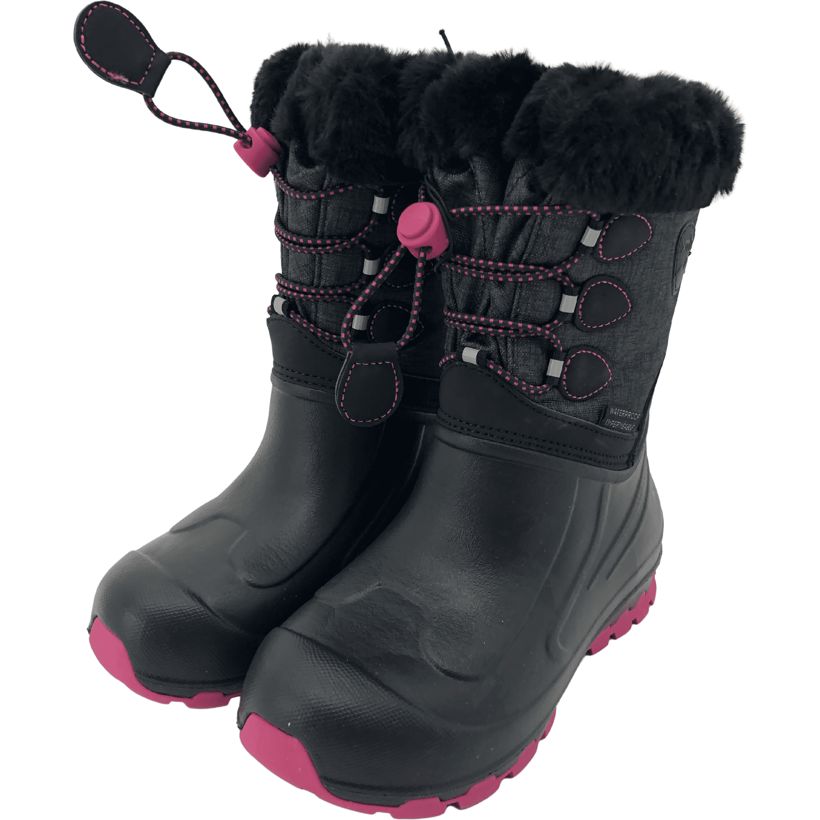 XMTN Girls WInter Boots / Black & Grey / Pink Trim | Size: 13