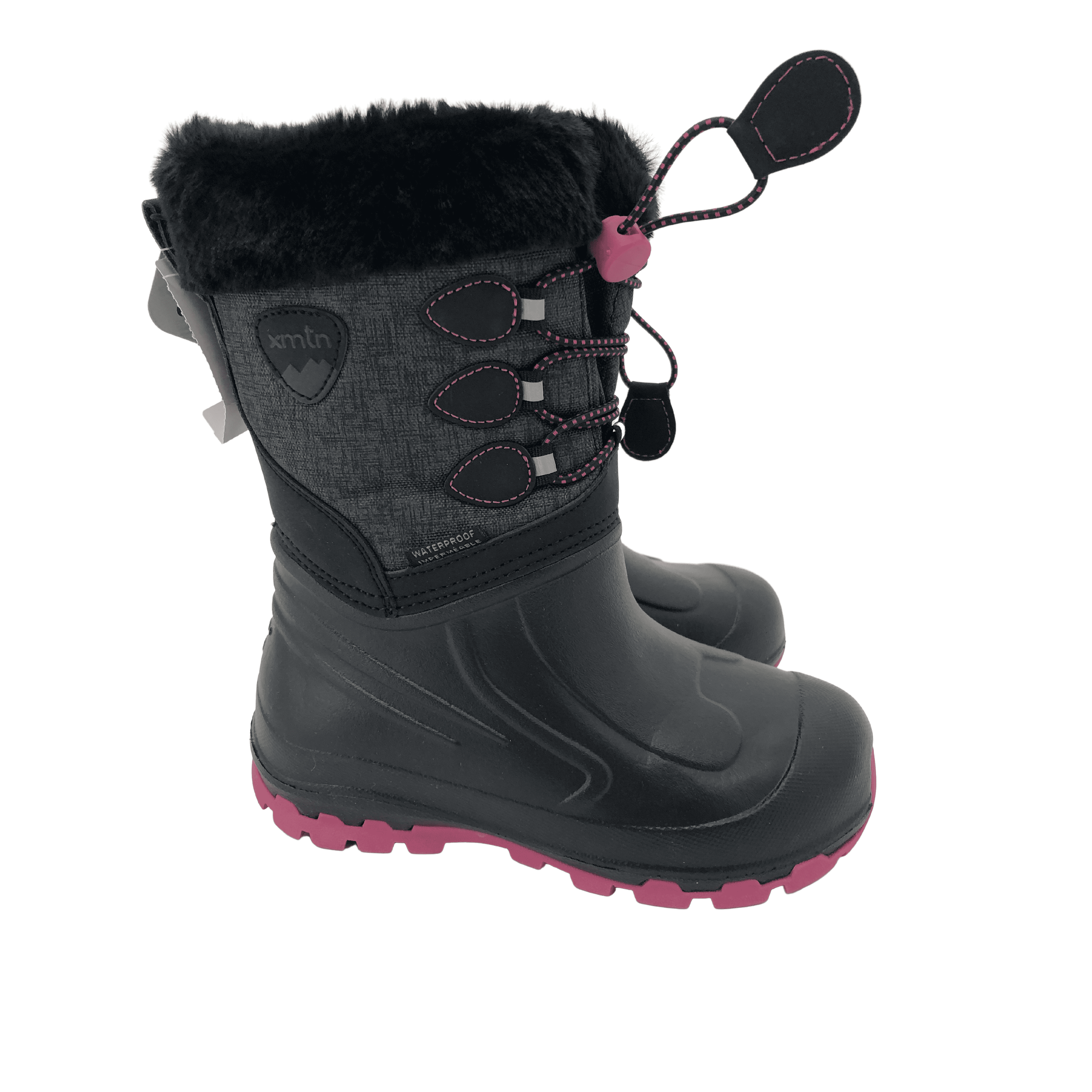 XMTN Girls WInter Boots / Black & Grey / Pink Trim | Size: 13