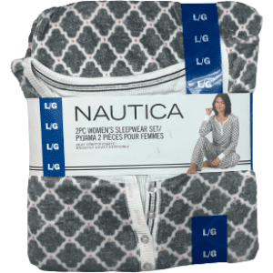 Nautica Women's Pyjama Set / 2 Piece Set / Grey and White / Ladies Sleepwear / Various Sizes