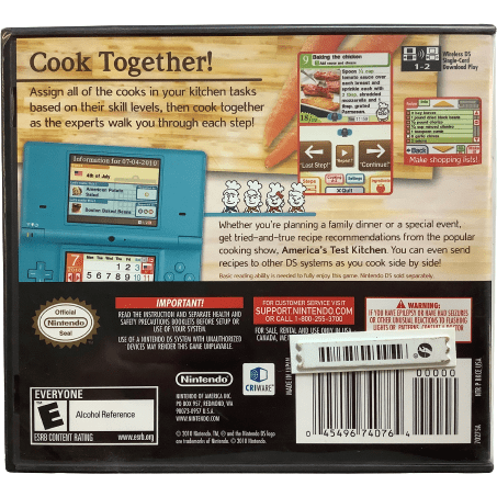 Nintendo DS "America's Test Kitchen" Game: Video Game: New