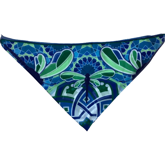 Gift Craft Women's Square Scarf: Blue and Green: Dragonfly
