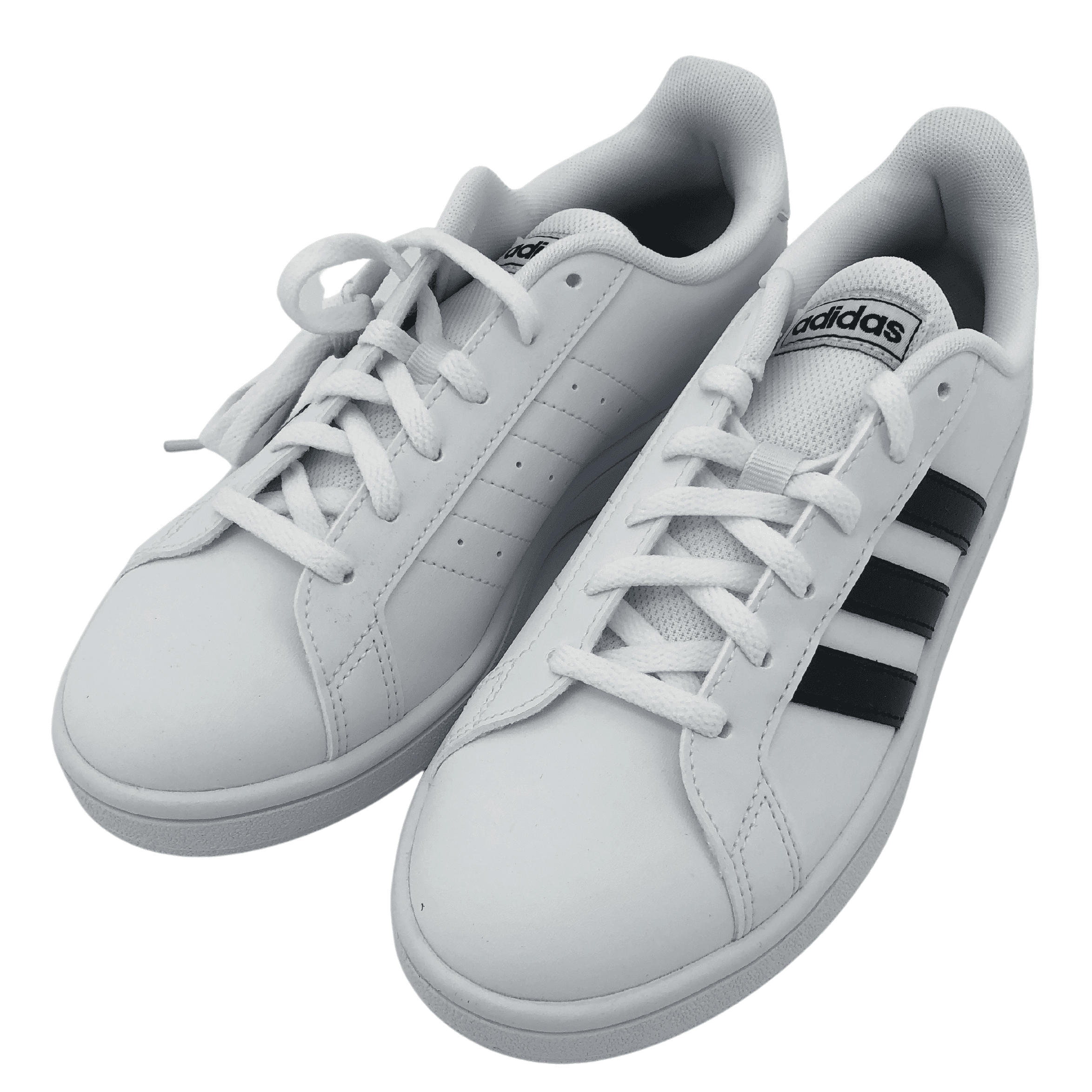 Adidas Women's Sneaker: Grand Court Base / White w/ Classic Black Stripes / Various Sizes