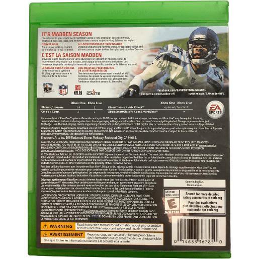 Xbox One "Madden 15" Game: Video Game: Opened