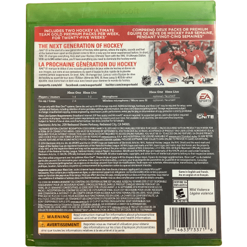 Xbox One "NHL 15: Ultimate Edition" Game: Video Game: Opened