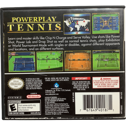 Nintendo DS "Powerplay Tennis" Game: Video Game: Opened