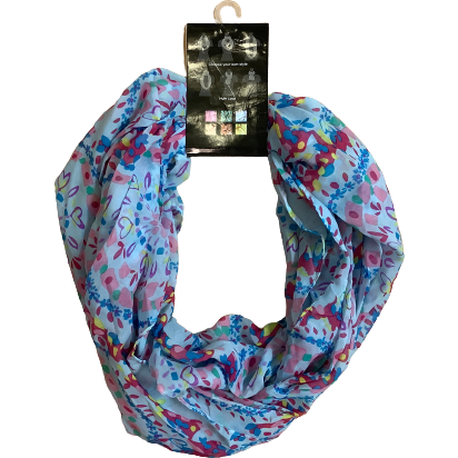 Women's Fashion Scarf: Blue with Multicolour Pattern: Infinity Scarf
